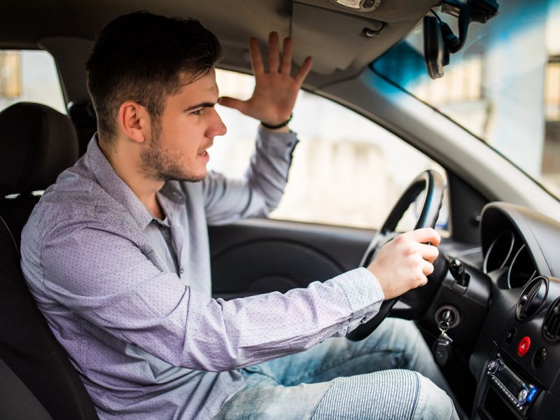 frustrated man driving